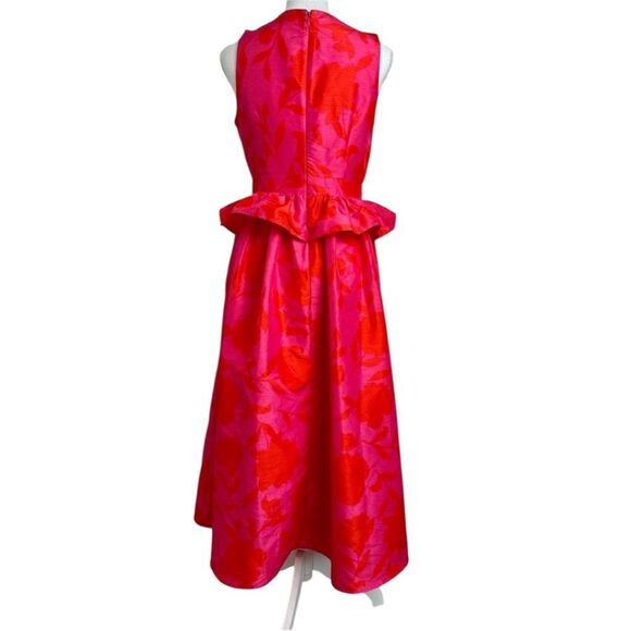 NWT Kate Spade X Target Rose Peplum Ruffle Waist Midi Dress Pink Red size 17 - Picture 6 of 8